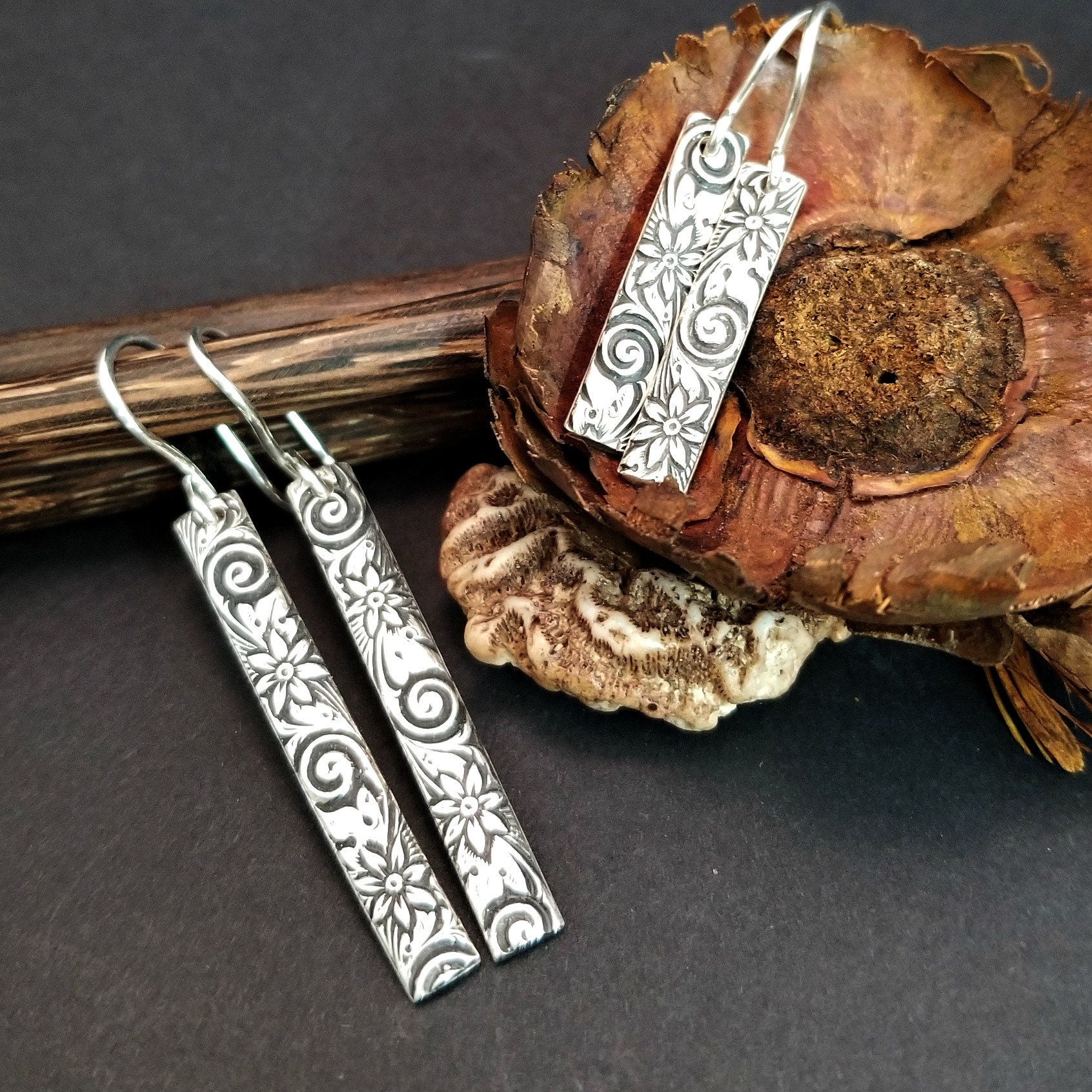 Gerade Hängeohrringe, Wilde Blume, Sterling Silber, Auf Bestellung Angefertigt #8838 Gerade Hängeohrringe, Wilde Blume, Sterling Silber, Auf Bestellung Angefertigt #8838 von MySecretHeartStudios
