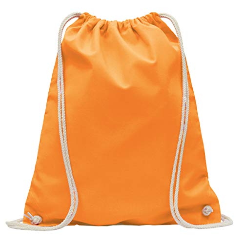 MyShirt Baumwoll Turnbeutel 38 x 46cm unbedruckt mit Kordelzug - 19 Farben - Jutebeutel OEKO-TEX® geprüft Gym Sack zum bemalen, Farbe:mandarin von MyShirt