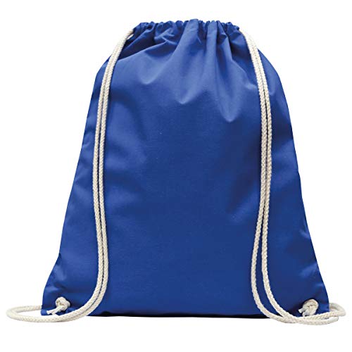 MyShirt Baumwoll Turnbeutel 38 x 46cm unbedruckt mit Kordelzug - 19 Farben - Jutebeutel OEKO-TEX® geprüft Gym Sack zum bemalen, Farbe:royalblau von MyShirt