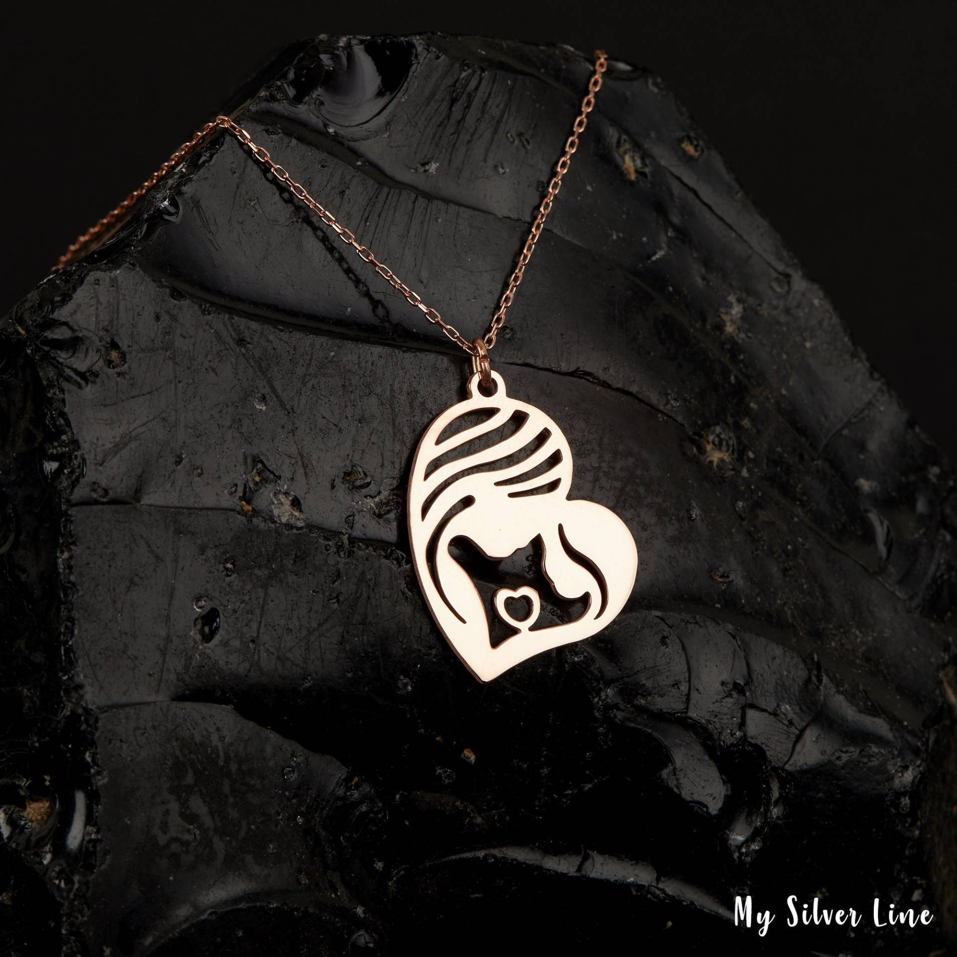 Mutter Und Tochter Halskette in Sterling Silber, Mädchen Anhänger, Geschenk Für Mama, Muttertagsgeschenk, Mamas Liebe von MySilverLine