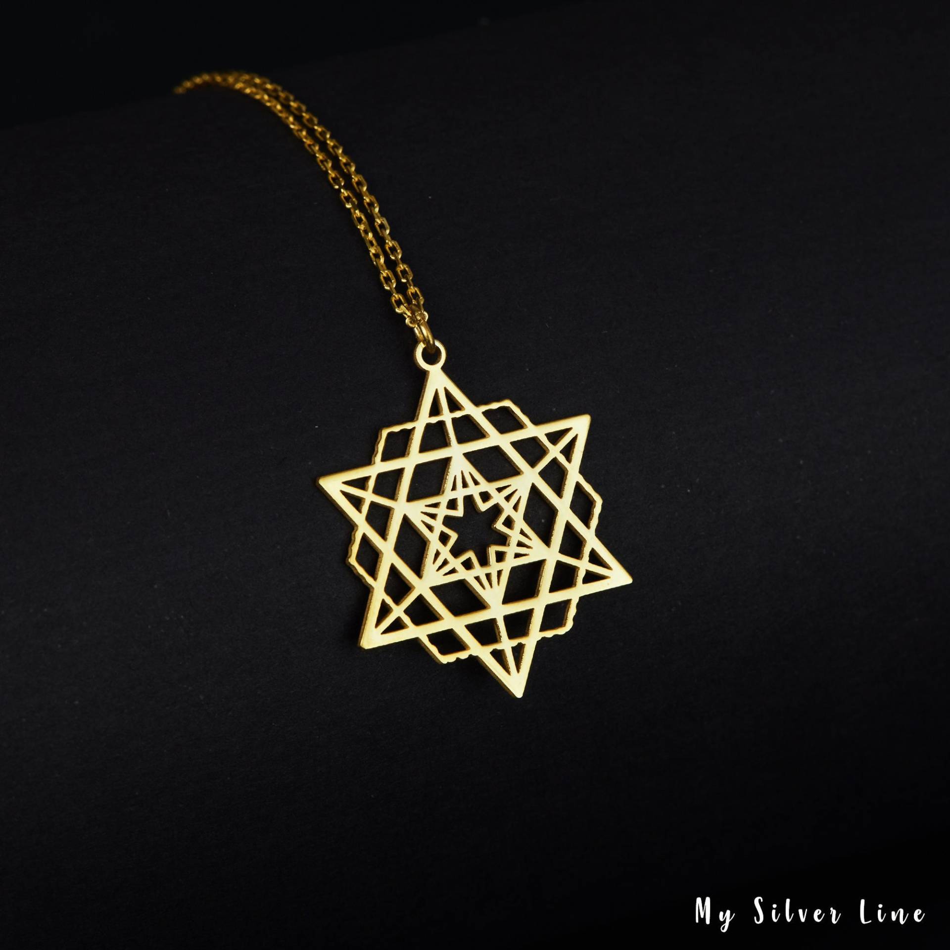 Stern Tetraeder Halskette, Sterling Silber Merkaba Anhänger, Heilige Geometrie Schmuck, Yoga Geschenk Für Sie, Halskette von MySilverLine