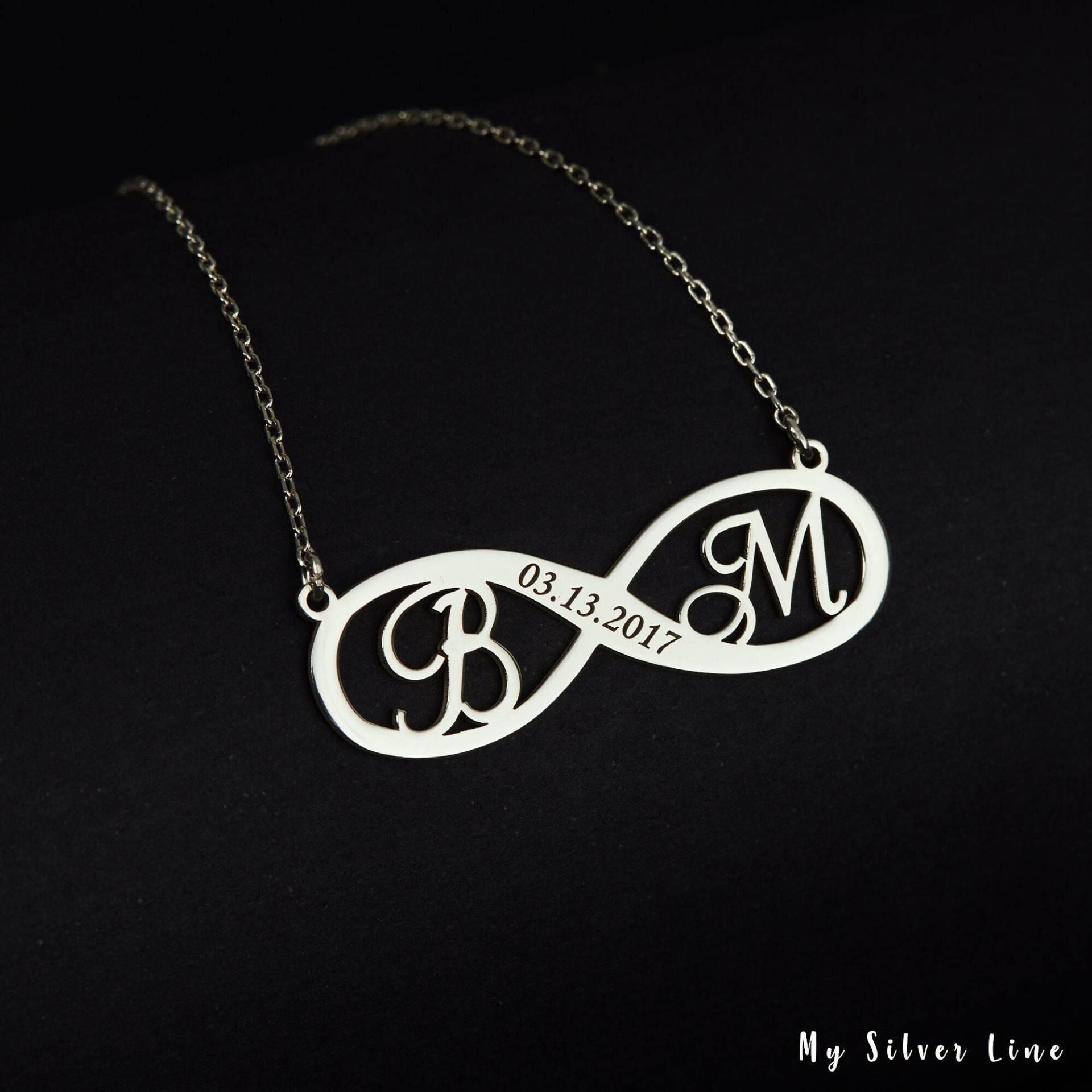 Unendlich Halskette Mit Anfangsbuchstaben, Sterling Silber Infinity Halskette, Geschenk Für Sie, Personalisierter Schmuck, Benutzerdefinierte von MySilverLine