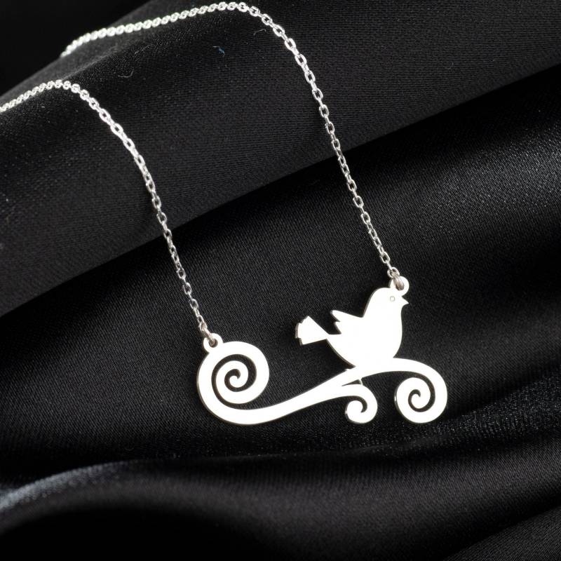 sterling Silber Vogel Auf Zweig Halskette, Tier Schmuck von MySilverLine