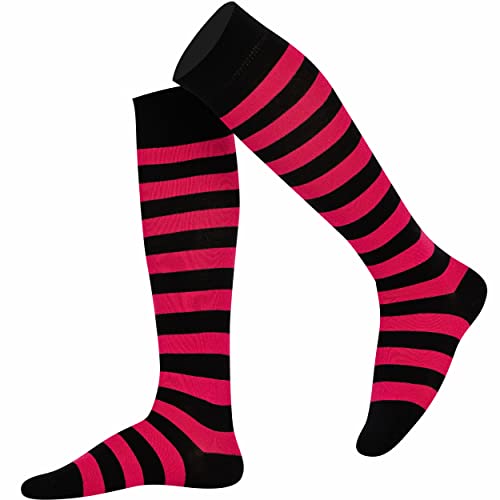 Mysocks Unisex Kniestrümpfe lange Socken Streifen Fuchsia Schwarz von Mysocks