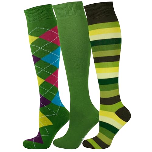 Mysocks Kniestrümpfe Damen Kniestrümpfe Herren - Unisex Knee High Socks Knie Strümpfe - Gekämmte Baumwolle Knie Strümpfe, 3 Paare Multi Design 01, 42-46 von Mysocks