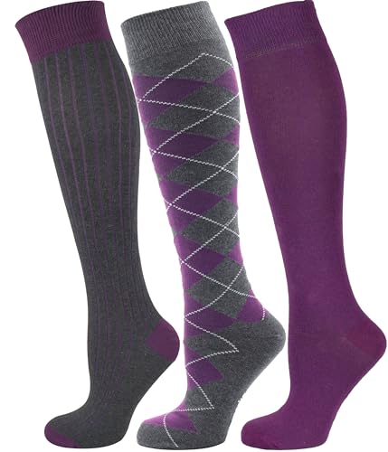 Mysocks Kniestrümpfe Damen Kniestrümpfe Herren - Unisex Knee High Socks Knie Strümpfe - Gekämmte Baumwolle Knie Strümpfe, 3 Paare Multi Design 12, 42-46 von Mysocks