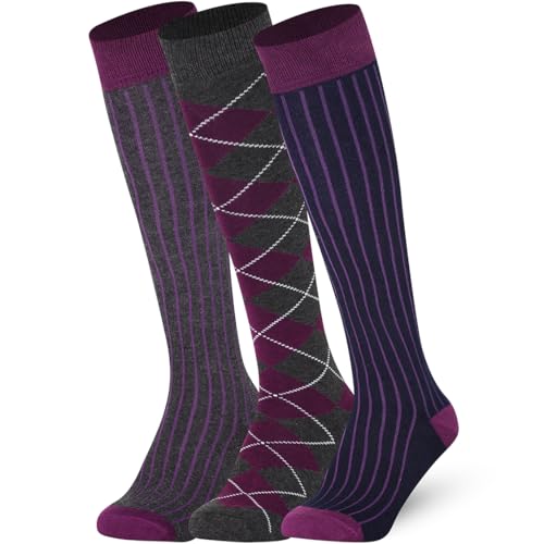 Mysocks Kniestrümpfe Damen Kniestrümpfe Herren - Unisex Knee High Socks Knie Strümpfe - Gekämmte Baumwolle Knie Strümpfe, 3 Paare Multi Design 12, 42-46 von Mysocks