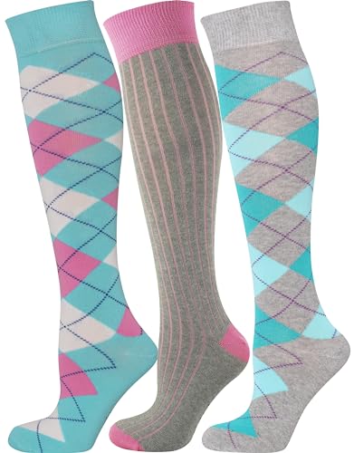 Mysocks Kniestrümpfe Damen Kniestrümpfe Herren - Unisex Knee High Socks Knie Strümpfe - Gekämmte Baumwolle Knie Strümpfe, 3 Paare Multi Design 15, 42-46 von Mysocks