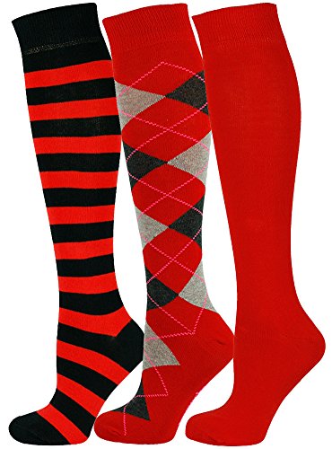 Mysocks Kniestrümpfe Damen Kniestrümpfe Herren - Unisex Knee High Socks Knie Strümpfe - Gekämmte Baumwolle Knie Strümpfe, 3 Paare Multi Design 08, 42-46 von Mysocks