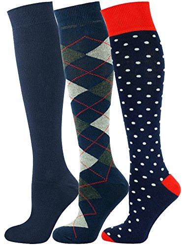 Mysocks Kniestrümpfe Damen Kniestrümpfe Herren - Unisex Knee High Socks Knie Strümpfe - Gekämmte Baumwolle Knie Strümpfe, 3 Paare Multi Design 09, 42-46 von Mysocks