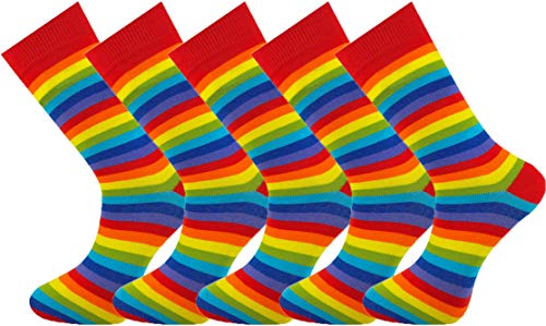 Mysocks 5 Paar Stripe Rainbow Herren Socken Stretch Baumwolle Hand verbunden Toe Größe 40-45 von Mysocks