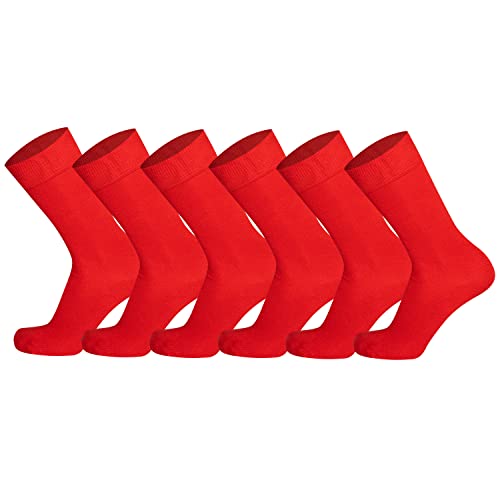 Mysocks Herren/Damen Socken, gekämmte Baumwolle, nahtlose Zehenpartie, 6er-Pack Rot von Mysocks