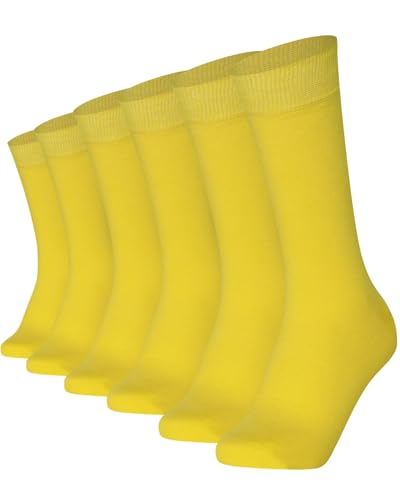 Mysocks Herren/Damen Socken, gekämmte Baumwolle, nahtlose Zehenpartie, 6er-Pack Gelb von Mysocks