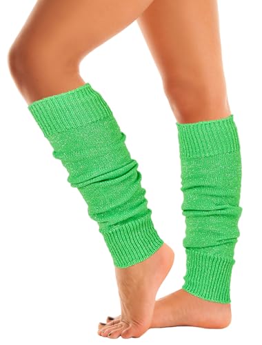 Mysocks Warme Stulpen Damen mit Wolle für Winter - Flexibel Weich Beinstulpen Damen, Beinwärmer Kniestrümpfe wenn es Kalt ist, grün gesprenkelter Glitzer von Mysocks