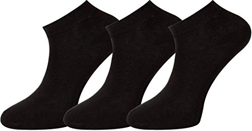 Mysocks, Herren-Damen-Sneakersocken, Feine Baumwolle, Nahtlose Spitze 3 Paar schwarz von Mysocks