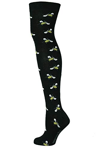 Mysocks Über das Knie Socken Blume Entwurf schwarz Bienen von Mysocks