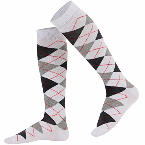 Mysocks Unisex Kniestrümpfe Argyle Socken Weiße Anthrazit-Esche von Mysocks