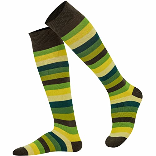 Mysocks Unisex Kniestrümpfe lange Socken Streifen Grün Multi von Mysocks