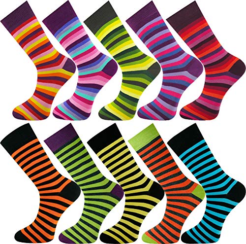 Mysocks Extra Feine Baumwolle, Nahtlose Zehenpartie, Gestreifte Socken 10 Paare Bulk 41-46 von Mysocks