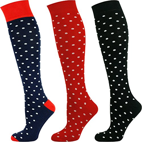 Mysocks Unisex Kniestrümpfe Gepunktet Aus Extra Fein Gekämmter Baumwolle 3 Paar Gemischt Gepunktet 42-46 von Mysocks