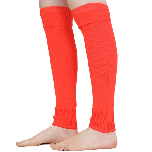 Mysocks Stulpen Damen beinwärmer Frauen Mädchen Winter 80er Stulpen Beinstulpen Beinwärmer Kniestrümpfe Leg Warmers Strümpfe in Einheitsgröße, Neonorange von Mysocks