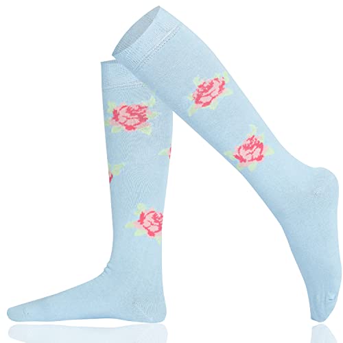 Mysocks Kniestrümpfe Blume Socken Blau Rose von Mysocks