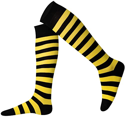 Mysocks Unisex Kniestrümpfe lange Socken Streifen Gelb Schwarz von Mysocks