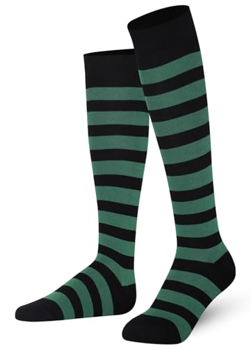 Mysocks Unisex Kniestrümpfe lange Socken Streifen Grün Schwarz von Mysocks