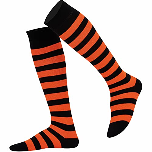 Mysocks Unisex Kniestrümpfe lange Socken Streifen Orange Schwarz von Mysocks