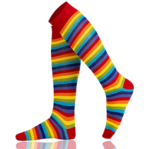 Mysocks Unisex Kniestrümpfe lange Socken Streifen Regenbogen dünn von Mysocks