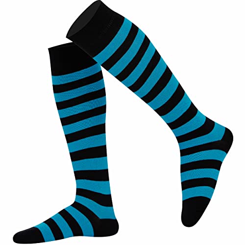 Mysocks Unisex Kniestrümpfe lange Socken Streifen Türkis schwarz von Mysocks