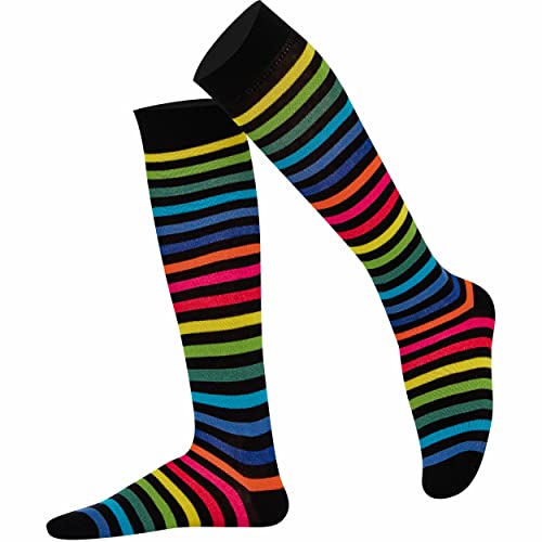 Mysocks Unisex Kniestrümpfe lange Socken Streifen neu Dunkler Regenbogen dünn von Mysocks