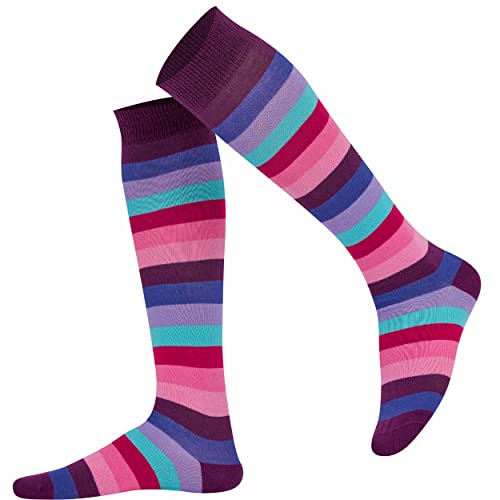 Mysocks Unisex Kniestrümpfe lange Socken Streifen Streifen neu lila von Mysocks