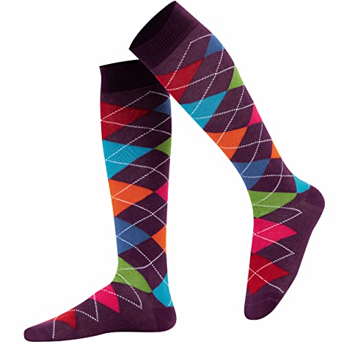 Mysocks Unisex Kniestrümpfe Argyle Socken 7 Farbe Lila von Mysocks