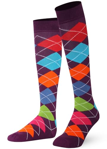 Mysocks Unisex Kniestrümpfe Argyle Socken 7 Farbe Lila von Mysocks