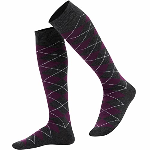 Mysocks Unisex Kniestrümpfe Argyle Socken Lila und anthrazit von Mysocks