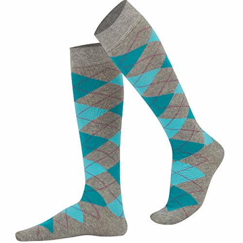 Mysocks Unisex Kniestrümpfe Argyle Socken Minze Türkis auf Asche von Mysocks