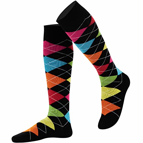 Mysocks Unisex Kniestrümpfe Argyle Socken Verschiedene 7 Farben Schwarz von Mysocks