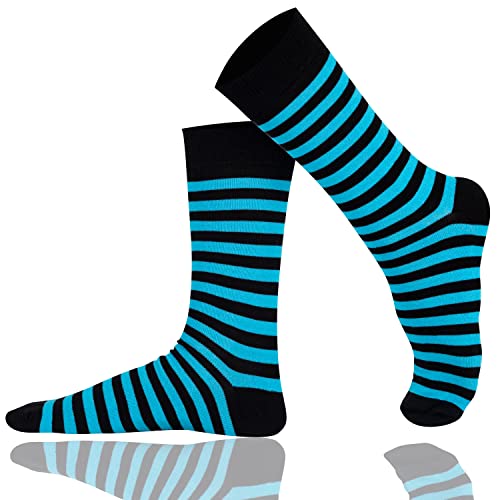 Mysocks Extra Feine Baumwolle, Nahtlose Zehenpartie, Gestreifte Socken Streifen Blau Schwarz 41-46 von Mysocks