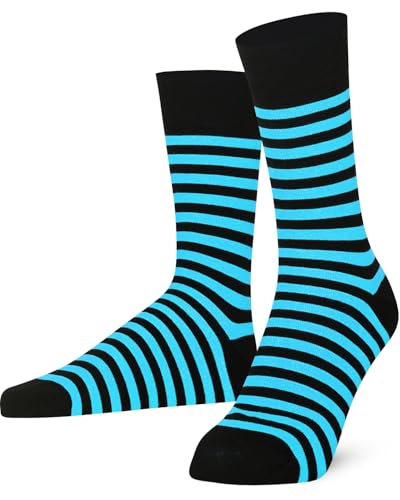 Mysocks Extra Feine Baumwolle, Nahtlose Zehenpartie, Gestreifte Socken Streifen Blau Schwarz 41-46 von Mysocks