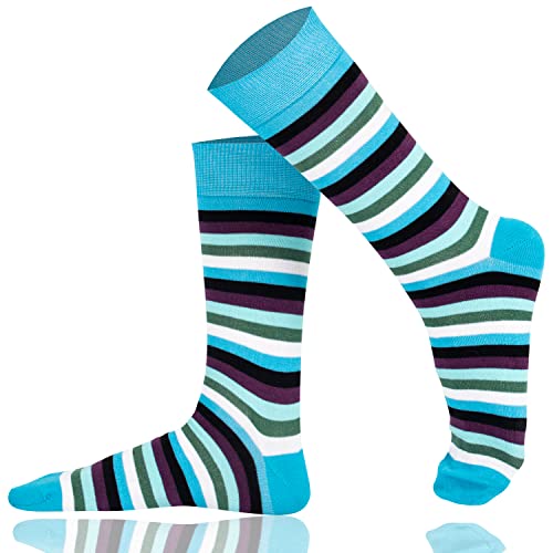 Mysocks Extra Feine Baumwolle, Nahtlose Zehenpartie, Gestreifte Socken Streifen Multi blau 37-41 von Mysocks