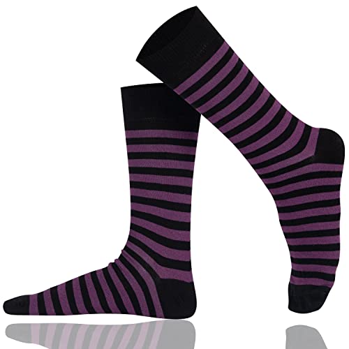 Mysocks Extra Feine Baumwolle, Nahtlose Zehenpartie, Gestreifte Socken Streifen lila Schwarz 41-46 von Mysocks