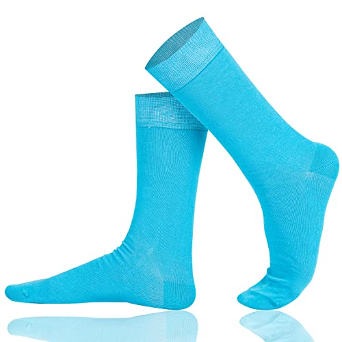 Mysocks Extrafeine Baumwollsocken für Herren/Damen, Nahtloser Zehenbereich, für Geschäfts, formelle, Freizeit und Alltagskleidung Größe 41-46, Türkis von Mysocks