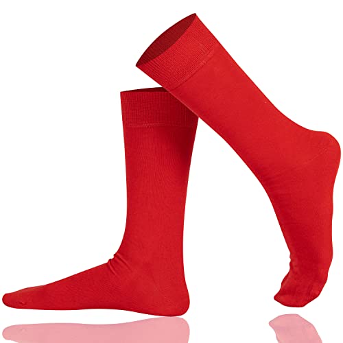 Mysocks Extrafeine Baumwollsocken für Herren/Damen, Nahtloser Zehenbereich, für Geschäfts, formelle, Freizeit und Alltagskleidung Größe 41-46, Rot von Mysocks