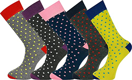 Mysocks 5 Paar Herren Socken Punktmuster Extra feine gekämmte Baumwolle Größe 41-46 von Mysocks