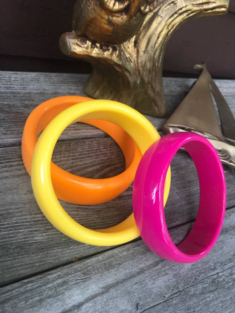 3Er Set Cheerful Resort Citrus Regenbogen Farbige Kunststoff Armreifen Armbänder von MySoulRepair