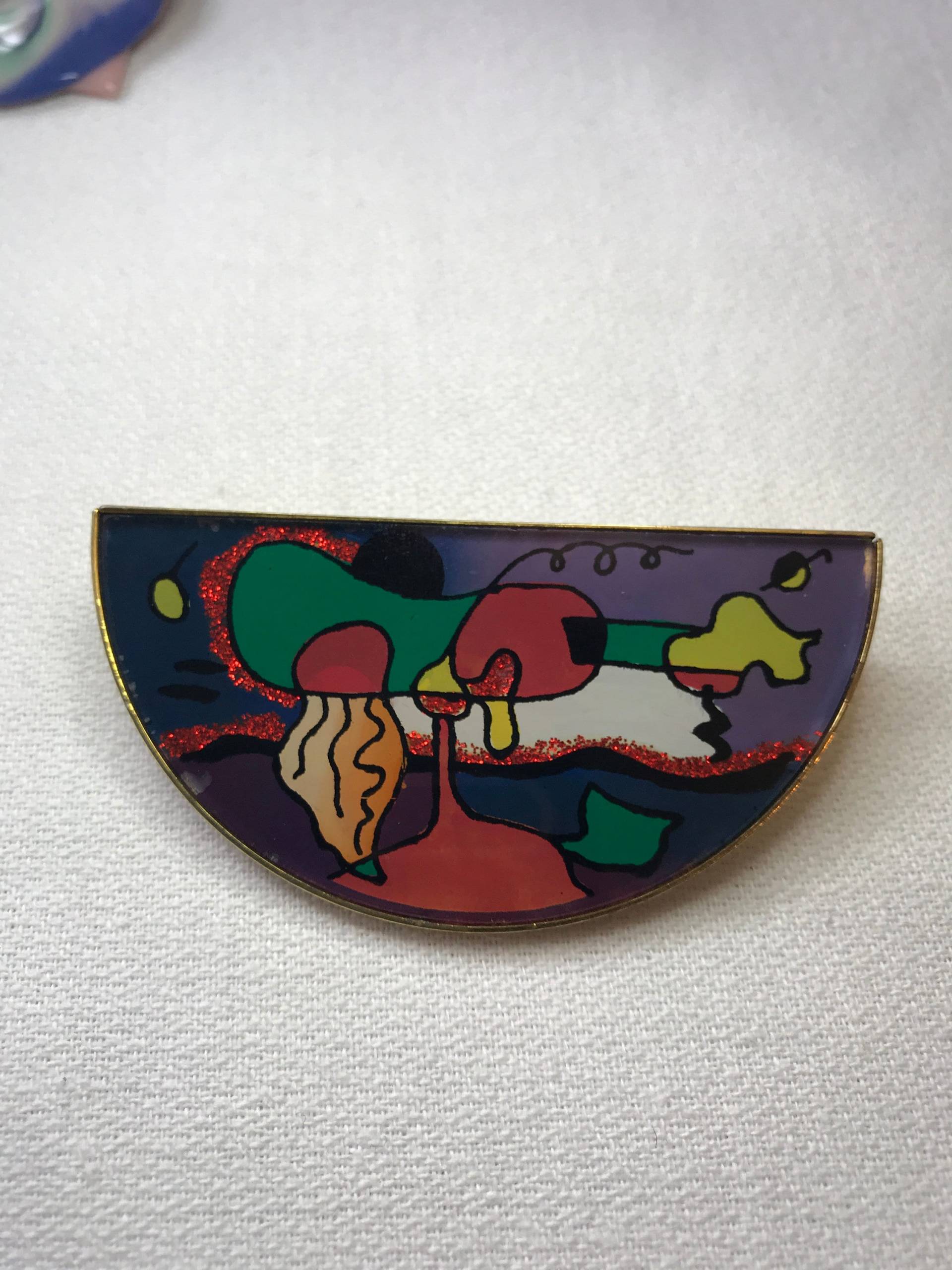 80Er Jahre Bemalte Glas Anstecknadel Abstrakte New Wave Brosche von MySoulRepair