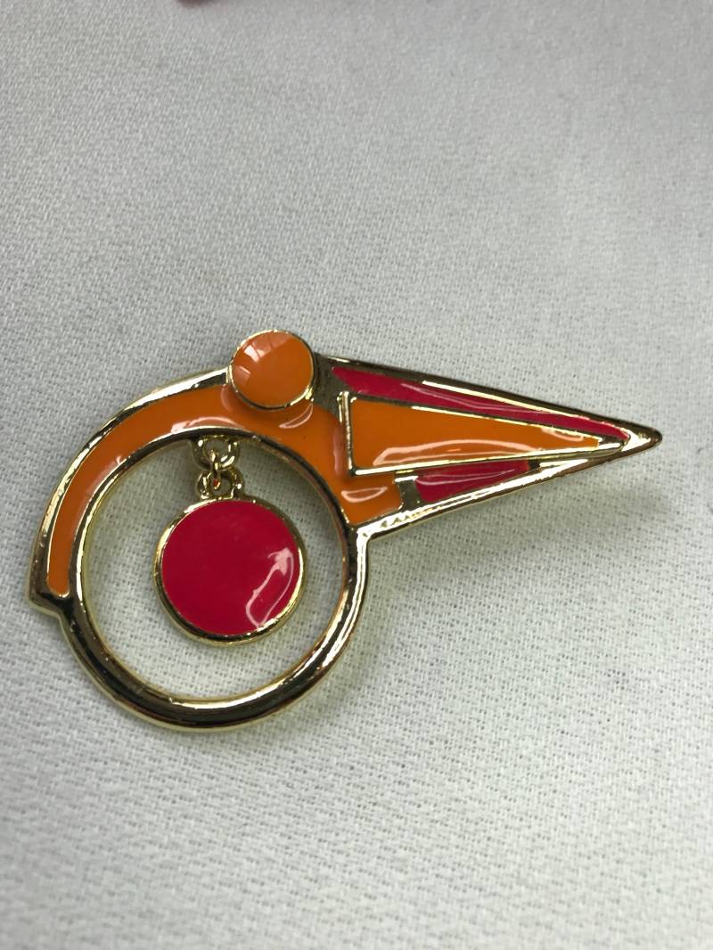 Abstrakter Moderner Rosa Orange Emaille 80Er Jahre Vintage Goldton Pop Mtv Generational Pin von MySoulRepair
