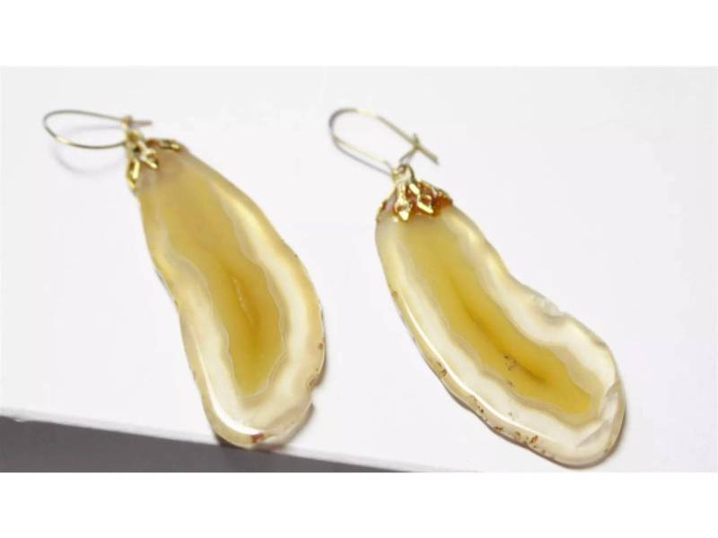 Vintage Polierte Fossil Rock Ohrringe von MySoulRepair