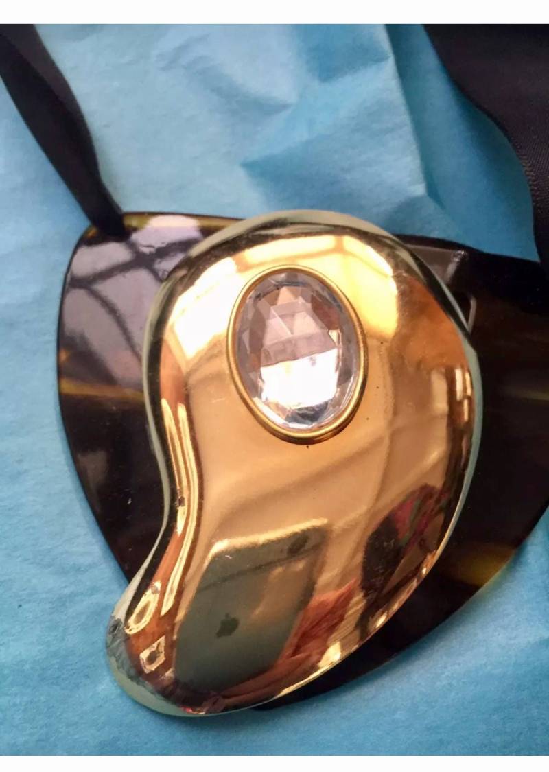 Halskette Mit Anhänger Lucite, Vergoldeter Schildpatt, Halsreif / von MySoulRepair